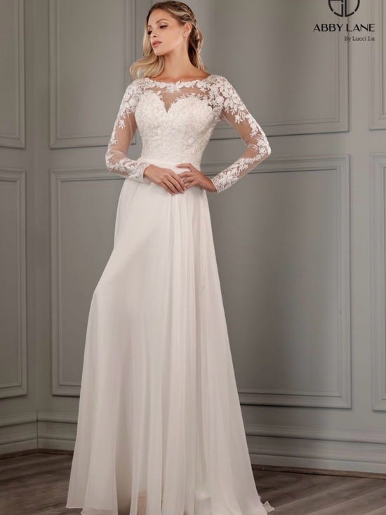 Abby Lane Bridal Dresses & Skirts - Ivory Lace Long-Sleeve A-Line Wedding Dress
